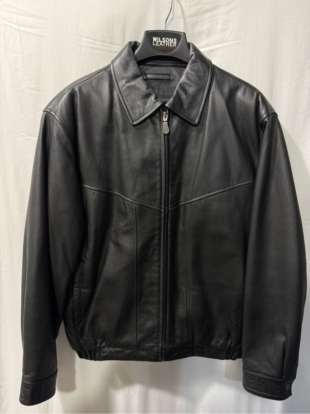 Roundtree & Yorke Black Leather Bomber Jacket